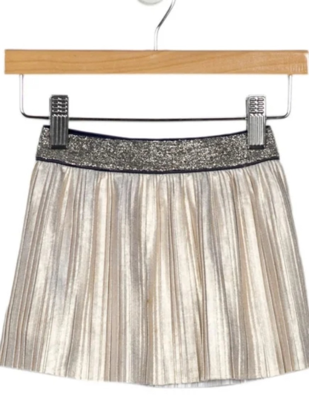 kate spade Metallic Cream Pleated Skirt with Glitter Waistband